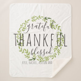 Grateful, Thankful, Blessed Sherpa Blanket Deken