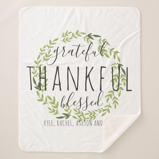 Grateful, Thankful, Blessed Sherpa Blanket Deken (Voorkant)