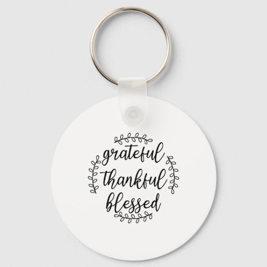 Grateful Thankful Blessed Sleutelhanger (Voorkant)