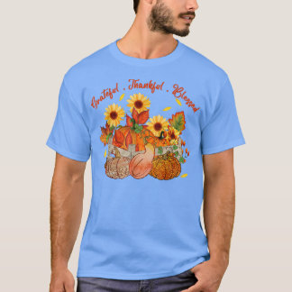 Grateful Thankful Blessed Sunflower Autumn Herfst T-shirt