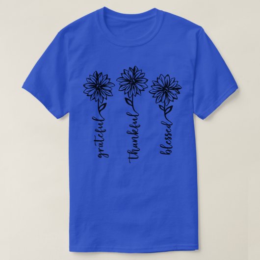 Grateful Thankful Blessed Sunflower Happy Herfst T T-shirt (Design voorkant)