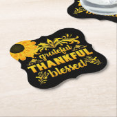 Grateful, Thankful, Blessed Sunflower Kartonnen Onderzetters (Gekanteld)
