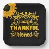 Grateful, Thankful, Blessed Sunflower Papieren Bordje (Voorkant)