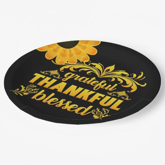 Grateful, Thankful, Blessed Sunflower Papieren Bordje (Gekanteld)