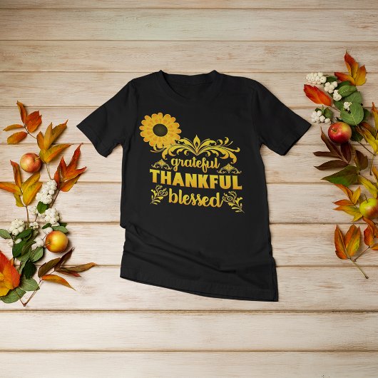Grateful, Thankful, Blessed Sunflower Tri-Blend Shirt