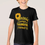 Grateful, Thankful, Blessed Sunflower Tri-Blend Shirt (Voorkant)