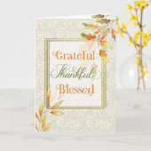 Grateful Thankful Blessed Thanksgiving Kaart (Gele Bloem)