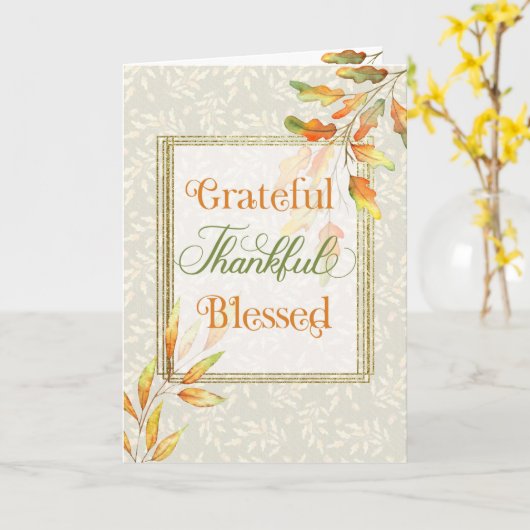 Grateful Thankful Blessed Thanksgiving Kaart (Gele Bloem)