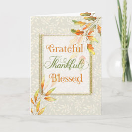 Grateful Thankful Blessed Thanksgiving Kaart