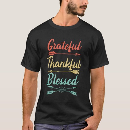 Grateful Thankful Blessed Thanksgiving T-shirt (Voorkant)