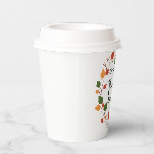 Grateful Thankful Blessed Thanksgiving verlaat Her Papieren Bekers (Rechts)