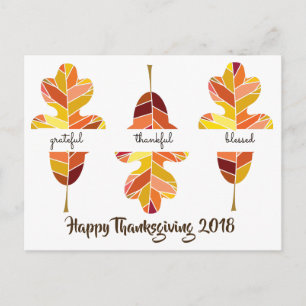 Grateful Thankful Blessed Thanksgiving Verse Briefkaart