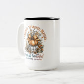 Grateful Thankful Blessed Tweekleurige Koffiemok (Voorkant links)