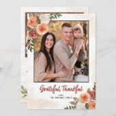 Grateful Thankful Blessed Two-Photo Thanksgiving Feestdagenkaart (Voorkant / Achterkant)