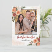 Grateful Thankful Blessed Two-Photo Thanksgiving Feestdagenkaart (Staand voorkant)