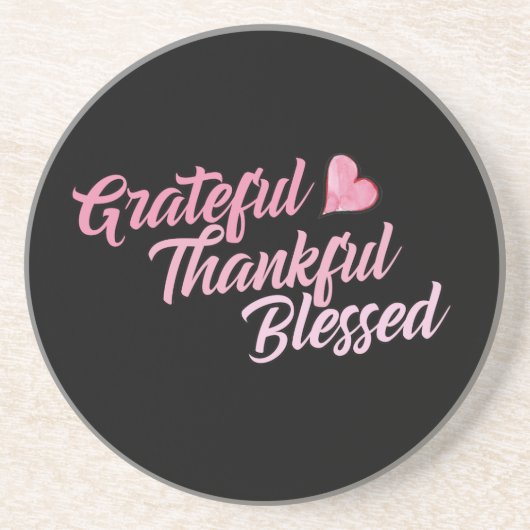 Grateful Thankful Blessed Zandsteen Onderzetter (Voorkant)