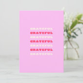 Grateful, Thankful, Gratitude Quote, Pink, Holiday Bedankkaart (Staand voorkant)