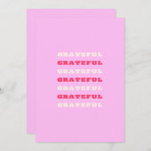 Grateful, Thankful, Gratitude Quote, Pink, Holiday Bedankkaart (Voorkant / Achterkant)