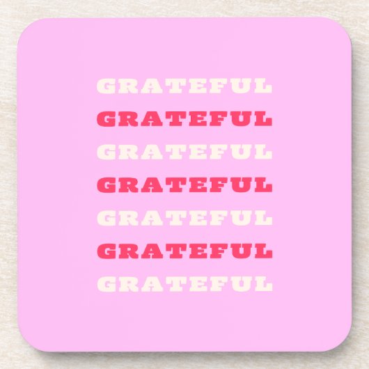 Grateful, Thankful, Gratitude Quote, Pink, Holiday Bier Onderzetter (Voorkant)