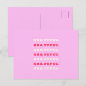 Grateful, Thankful, Gratitude Quote, Pink, Holiday Briefkaart (Voorkant / Achterkant)