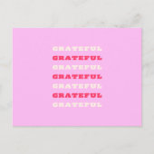 Grateful, Thankful, Gratitude Quote, Pink, Holiday Briefkaart (Voorkant)
