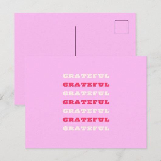 Grateful, Thankful, Gratitude Quote, Pink, Holiday Feestdagenkaart (Voorkant / Achterkant)