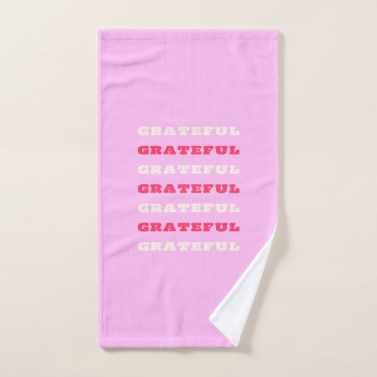 Grateful, Thankful, Gratitude Quote, Pink, Holiday Handdoek (Handdoek)