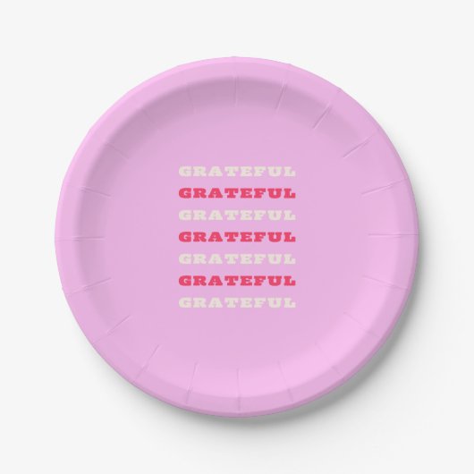 Grateful, Thankful, Gratitude Quote, Pink, Holiday Papieren Bordje (Voorkant)