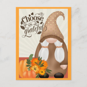 Grateful Thankful Herfst Autumn Gnome Briefkaart
