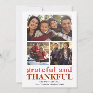 Grateful Thankful Three Photo Thanksgiving Kaart