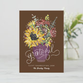 Grateful Thanksgiving Boeket Foto Feestdagenkaart (Staand voorkant)