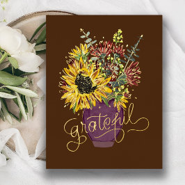Grateful Thanksgiving Boeket Gold Folie Feestdagen Briefkaart