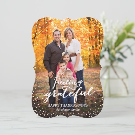 Grateful Thanksgiving Photo Card Feestdagenkaart (Staand voorkant)