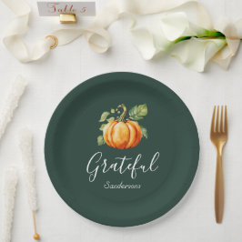 Grateful Thanksgiving pompoen gepersonaliseerd Papieren Bordje