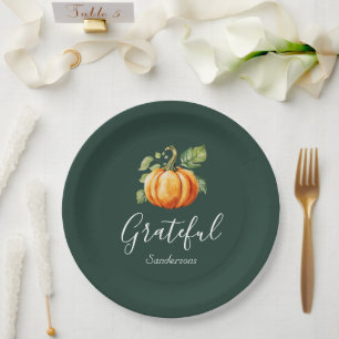 Grateful Thanksgiving pompoen gepersonaliseerd Papieren Bordje