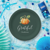 Grateful Thanksgiving pompoen gepersonaliseerd Papieren Bordje (Feest)