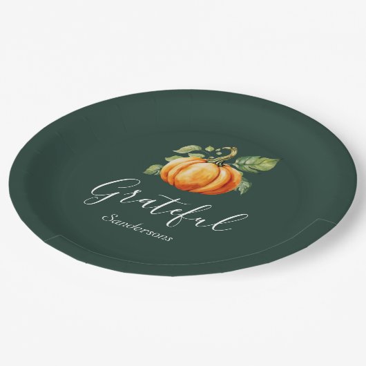 Grateful Thanksgiving pompoen gepersonaliseerd Papieren Bordje (Gekanteld)
