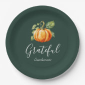 Grateful Thanksgiving pompoen gepersonaliseerd Papieren Bordje (Voorkant)