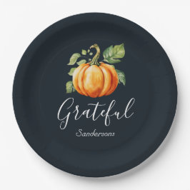 Grateful Thanksgiving pompoen gepersonaliseerd Papieren Bordje