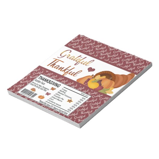 Grateful Thanksgiving Snoep Bar Wrapper Favors Notitieblok (Linkerzijde)