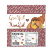 Grateful Thanksgiving Snoep Bar Wrapper Favors Notitieblok (Voorkant)
