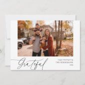 Grateful Thanksgiving voor handschriftenfoto's Feestdagenkaart (Voorkant)