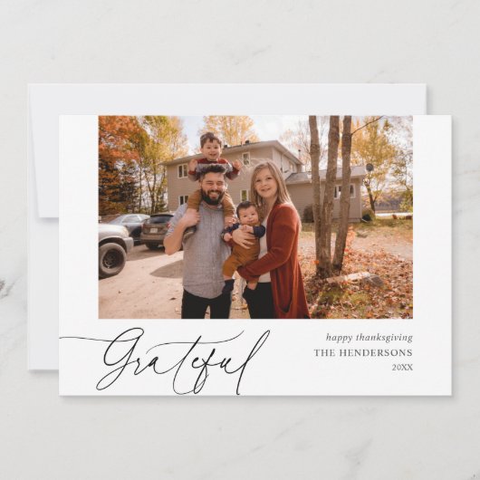 Grateful Thanksgiving voor handschriftenfoto's Feestdagenkaart (Voorkant)
