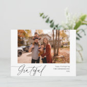 Grateful Thanksgiving voor handschriftenfoto's Feestdagenkaart (Staand voorkant)