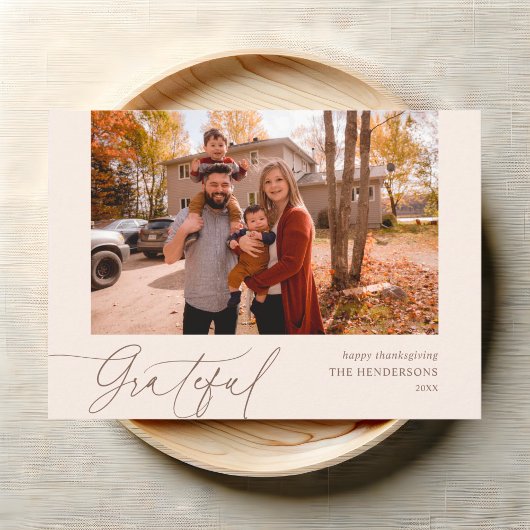 Grateful Thanksgiving voor handschriftenfoto's Feestdagenkaart