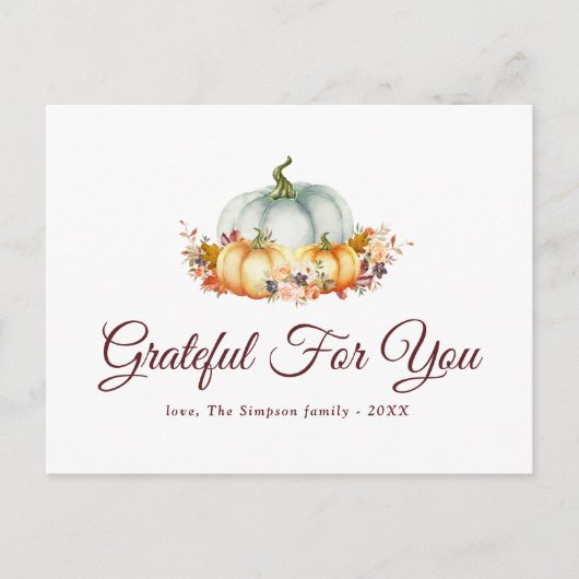 Grateful voor u | THANKSGIVING Feestdagenkaart (Voorkant)