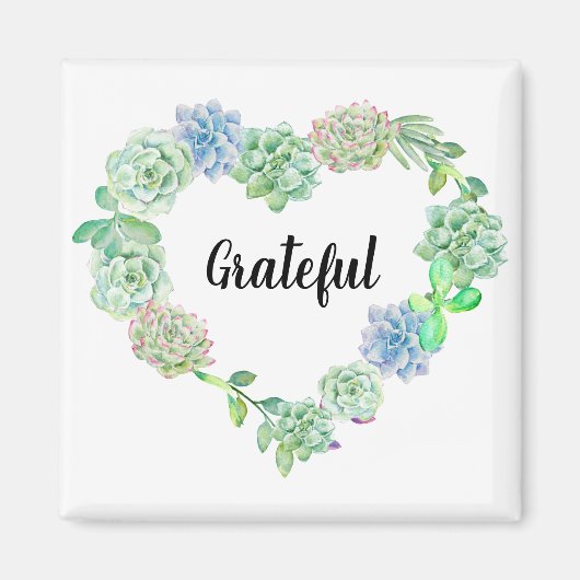 Grateful Waterverf Floral Krans Koelkast Magneet (Voorkant)