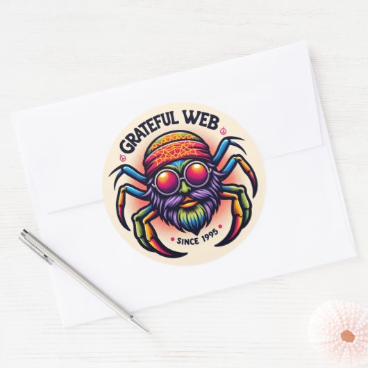 Grateful Web - Spydye3 Ronde Sticker (Envelop)