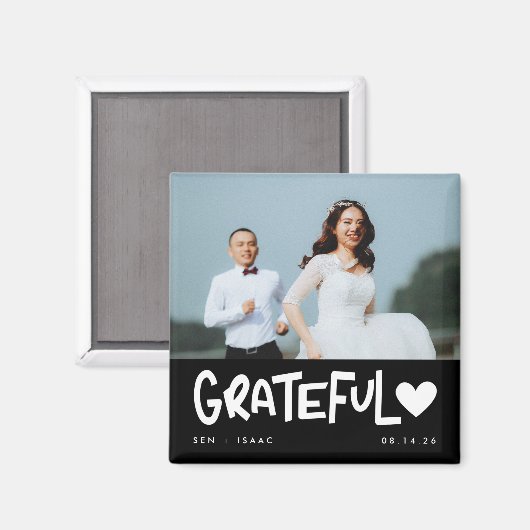 Grateful Wedding Photo Hartelijk dank Magneet (Voorkant / Achterkant)