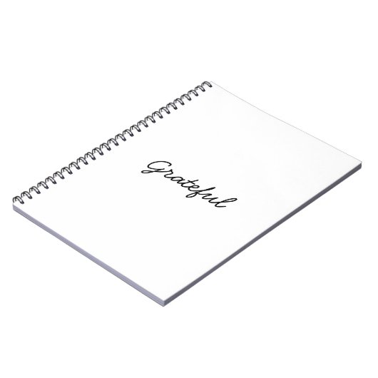 Grateful white custom script minimalist dankbaarhe notitieboek (Linkerzijde)